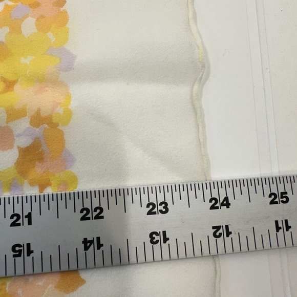 Vintage Womens Orange Yellow Daisy Floral Square Scarf MCM 1960s Style Poly - Picture 6 of 10